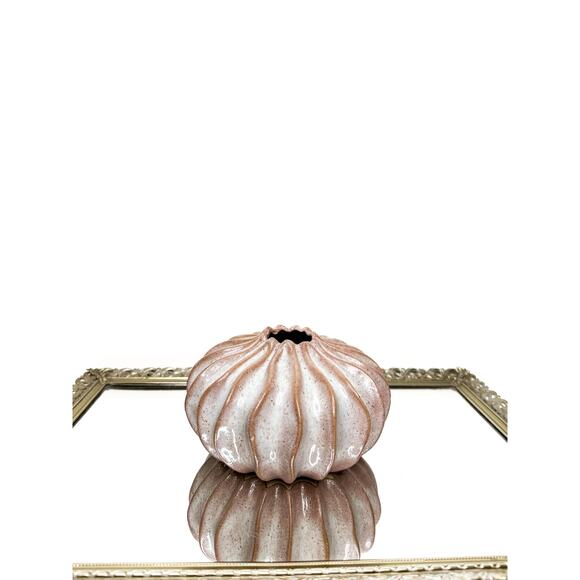 Fluted terracotta Blush Nude Color vase art sculpture shelf decor Southwest - Picture 1 of 10